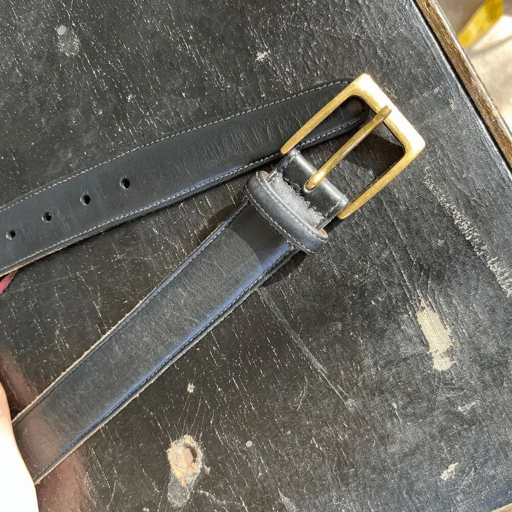 TRAFALGAR Cortina Black Leather Belt with Solid Brass Buckle - 42/105
